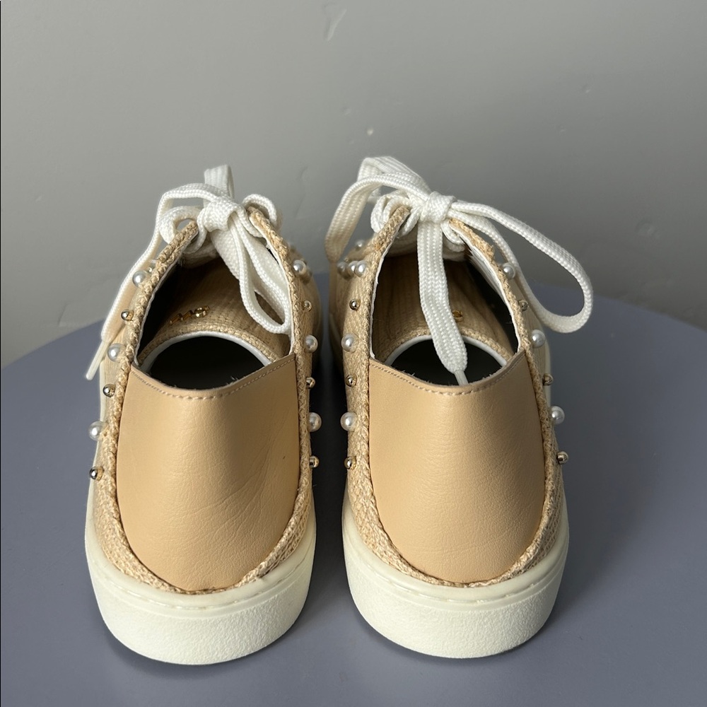 Stuart Weitzman Natural Embellished Platform Sneakers Sz 7 US $395 - Picture 9 of 15